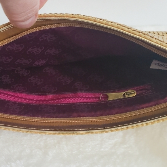 Guess Gold One Starry Night Metal Metallic Mesh Clutch Wristlet Purse - Picture 12 of 16